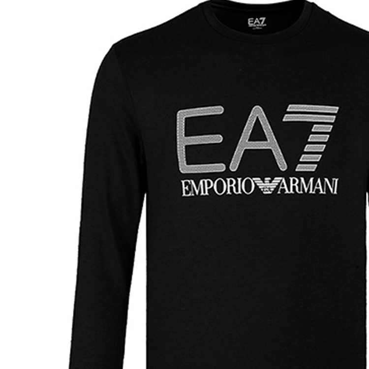 Sizing Emporio Armani EA7 FW21 黑色 logo 長袖圓領 T 恤。 3KPT64-PJ03Z-1200