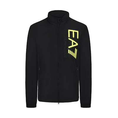 Emporio Armani EA7 FW21 Black Logo Pattern Loose Fit Zip Jacket 6HPB31-PN28Z-1200