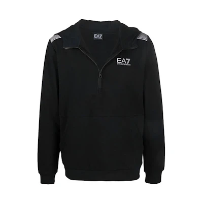 Emporio Armani EA7 FW21 Black Logo Print Hoodie 6KPM56-1200