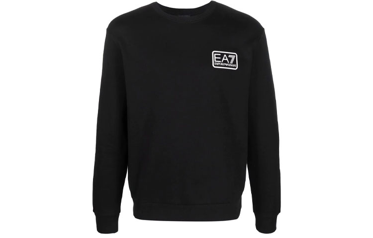Emporio Armani EA7 FW21 Black Logo Print Pullover Sweatshirt for Men 6KPM92-PJ07Z-1200