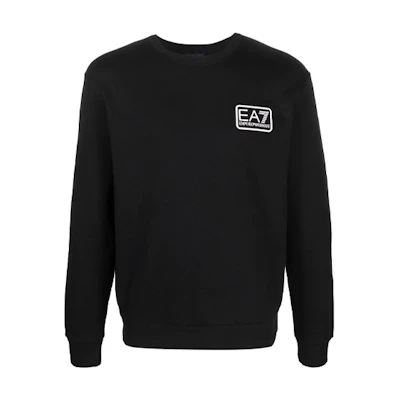 Emporio Armani EA7 FW21 Black Logo Print Pullover Sweatshirt for Men 6KPM92-PJ07Z-1200