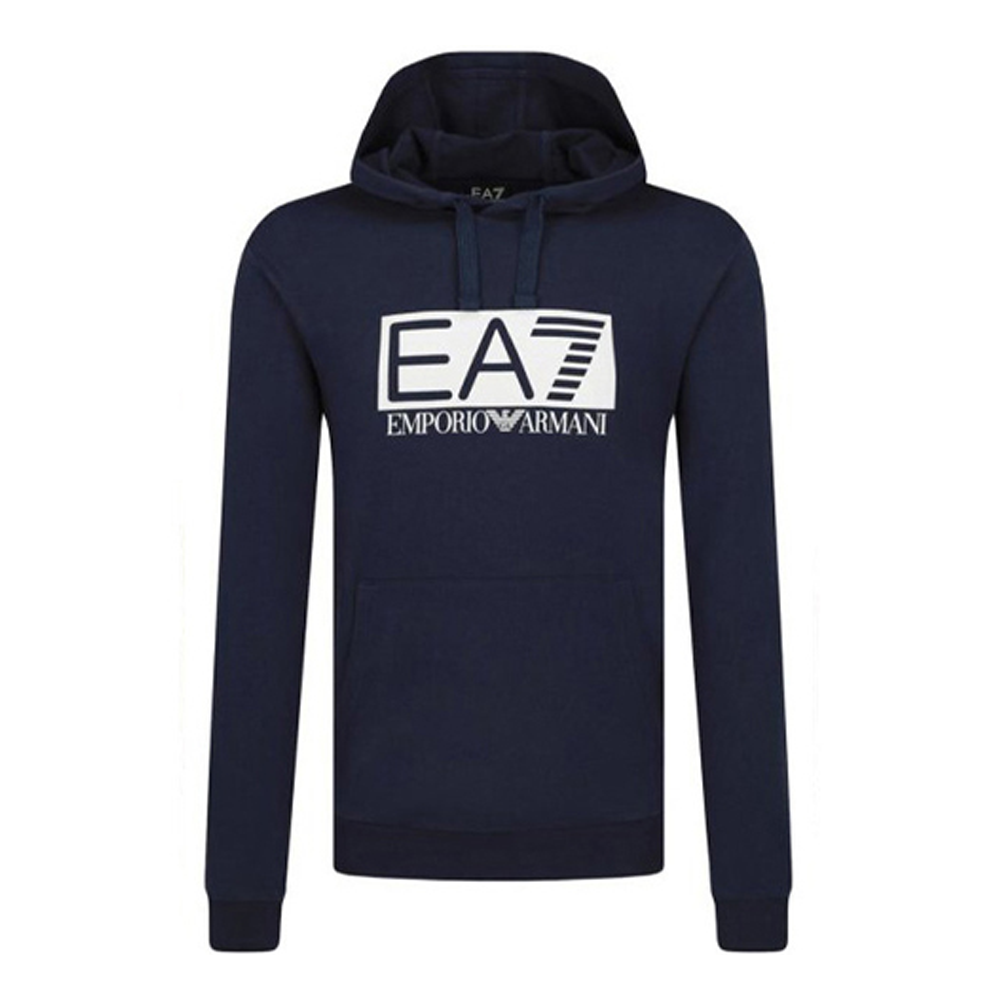 Emporio Armani EA7 FW21 Blue Letter Print Hoodie for Men 3GPM62-J05Z-1554