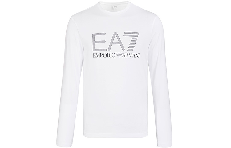 EMPORIO ARMANI EA7 FW21 Casual Logo Crewneck Long Sleeve T-Shirt White 3KPT64-PJ03Z-1100