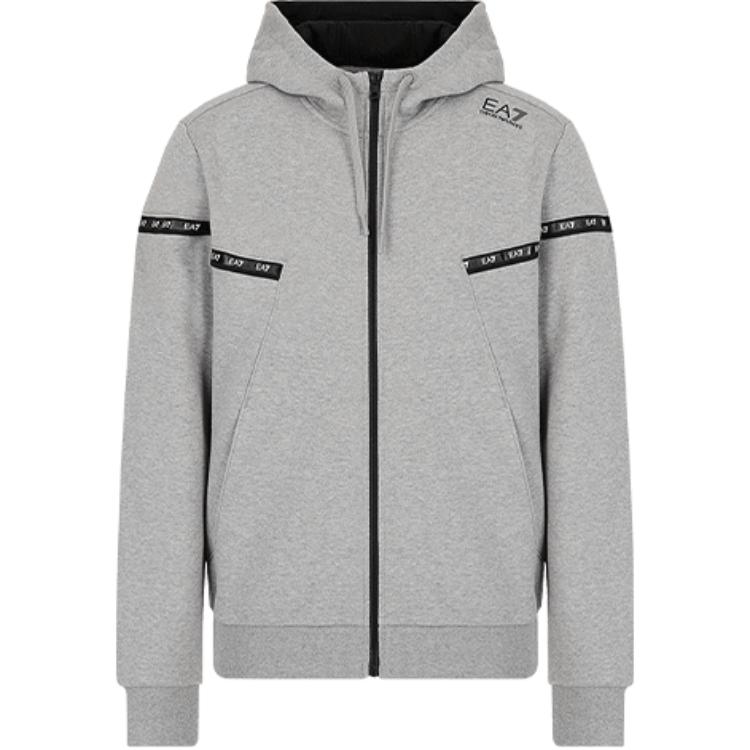 Emporio Armani EA7 FW21 Gray Hoodie Sweatshirt with Drawstring 6KPM65-PJ07Z-3905