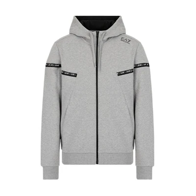 Emporio Armani EA7 FW21 Gray Hoodie Sweatshirt with Drawstring 6KPM65-PJ07Z-3905