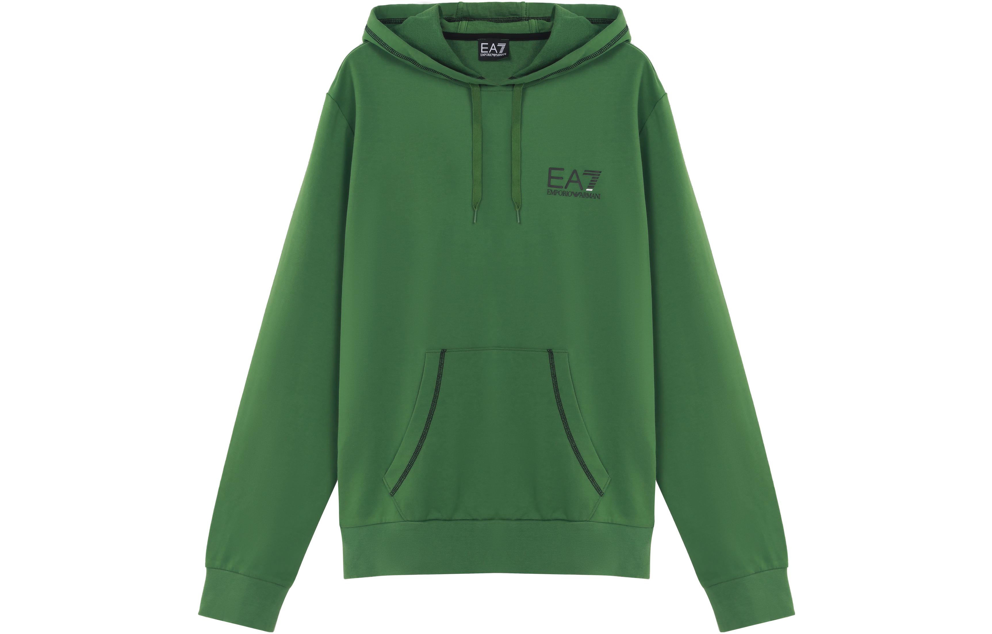 Emporio Armani EA7 FW21 Green Hoodie with Drawstring and Pocket 274454-4A231-06183