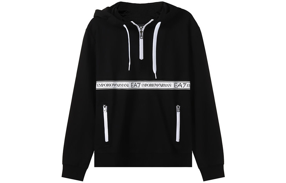 Emporio Armani EA7 FW21 Half-Zip Logo Hoodie Black 3KPM26-PJ05Z-1200