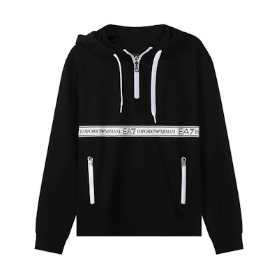 Emporio Armani EA7 FW21 Half-Zip Logo Hoodie Black 3KPM26-PJ05Z-1200