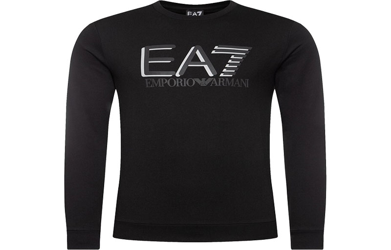 Emporio Armani EA7 FW21 Letter Print Long-Sleeve Sweatshirt Black/Grey 3HPM60-PJ05Z-1200