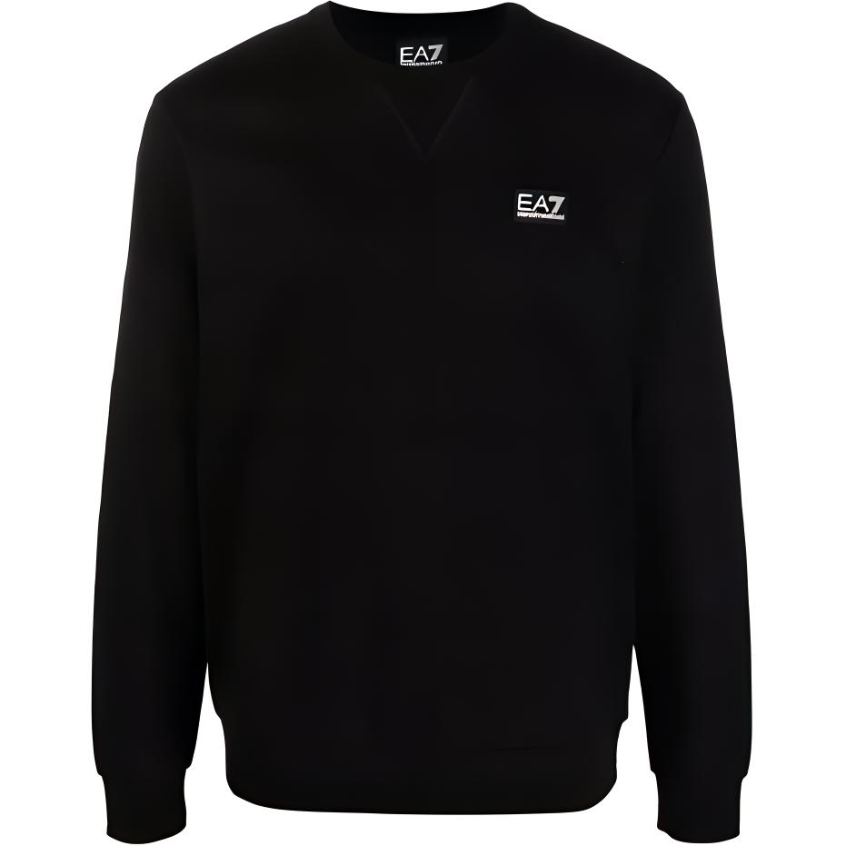 Emporio Armani EA7 FW21 Logo Embroidered Crewneck Sweatshirt Black () 3KPM1-3PJ7BZ