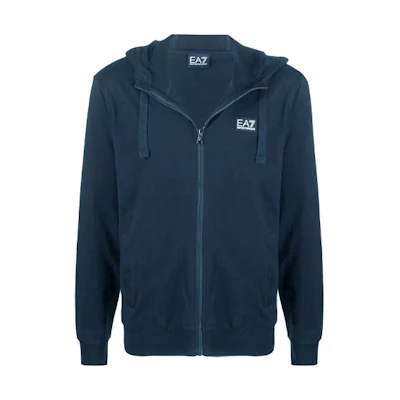 Emporio Armani EA7 FW21 Logo Patch Zip Hoodie Jacket for Men in Navy Blue 3KPM11-PJ7BZ-1578