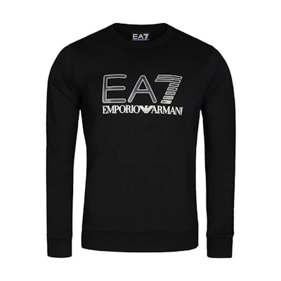 Emporio Armani EA7 FW21 Logo Print Black Crewneck Sweatshirt 3GPM14-PJ05Z-1200