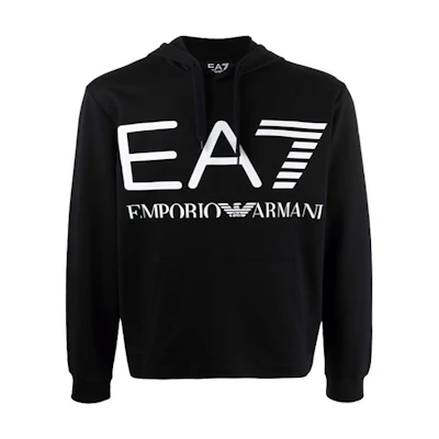 Emporio Armani EA7 FW21 Logo Print Hoodie Black Men 6KPM69-PJBWZ12000