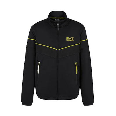 Emporio Armani EA7 FW21 Logo Zip-Up High Neck Jacket Black Men’s Sweatshirt 6KPM32-PJ16Z-1200