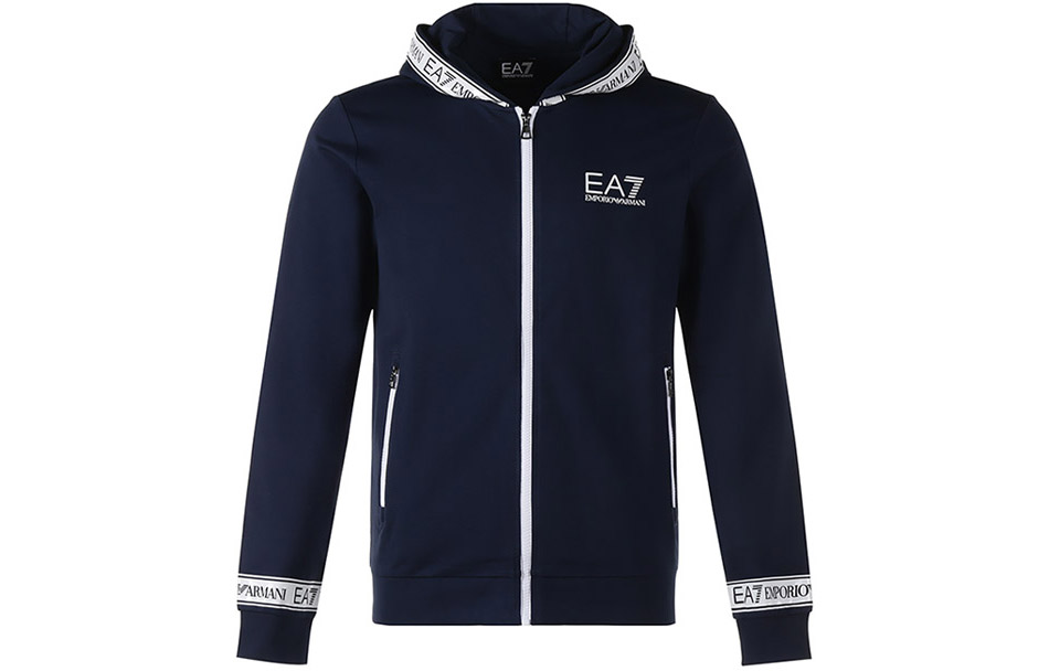 Emporio Armani EA7 FW21 Navy Printed Hooded Sweatshirt for Men 3KPM25-PJ05Z-1554