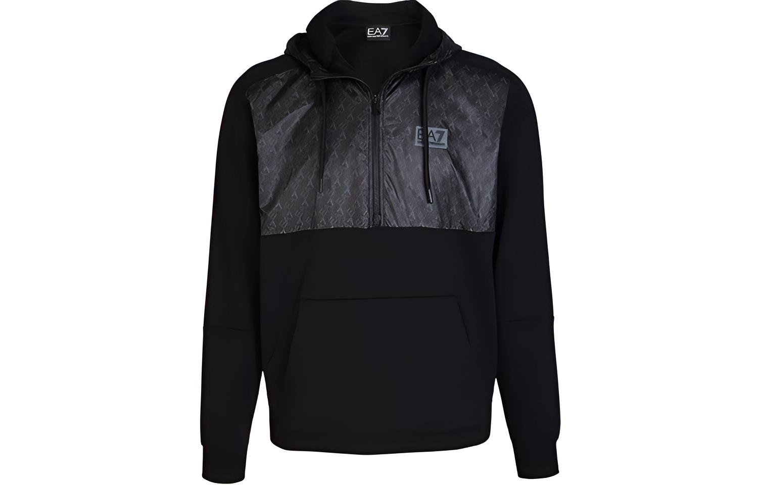 Emporio Armani EA7 FW21 Patchwork Sweatshirt Black 6KPM70-PJ05Z-1200