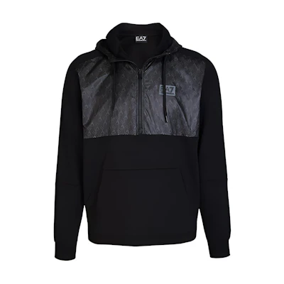 Emporio Armani EA7 FW21 Patchwork Sweatshirt Black 6KPM70-PJ05Z-1200