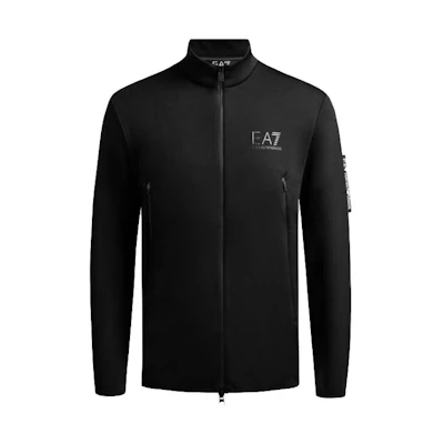 Emporio Armani EA7 FW22 Black Logo Print Full-Zip Jacket. 6LPM34-PJJNZ-1200