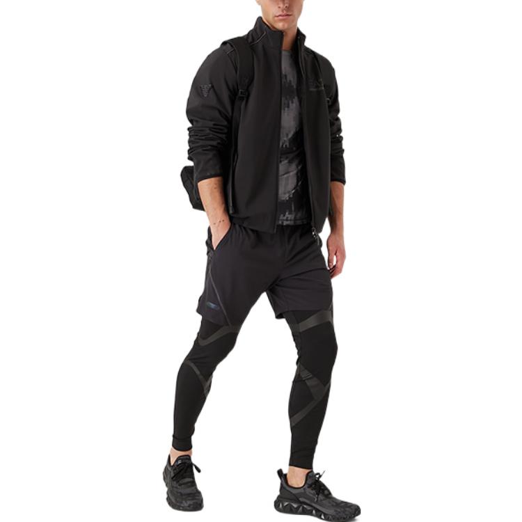 Shop Emporio Armani EA7 FW22  Black Minimalist Full-Zip Jacket. 6LPB29-PNAYZ-1200