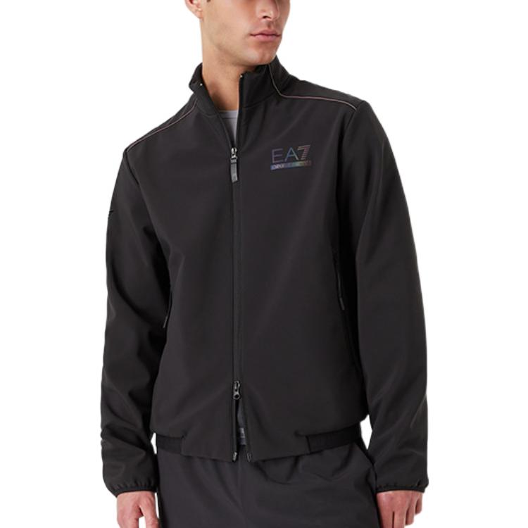 Purchase Emporio Armani EA7 FW22  Black Minimalist Full-Zip Jacket. 6LPB29-PNAYZ-1200