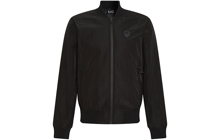 Buy EMPORIO ARMANI EA7 FW22  Black Zip-Up Stand Collar Jacket 8NPB10-PN7LZ-1200