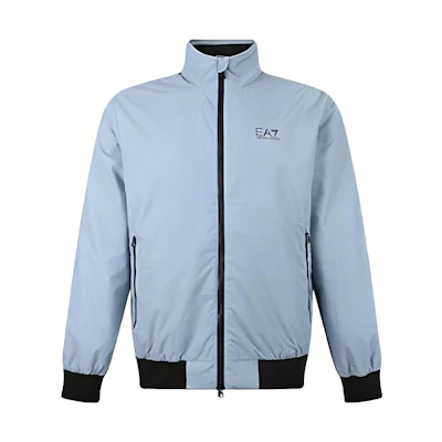 EMPORIO ARMANI EA7 FW22 Blue-Grey Zip-Up Jacket with Logo Print. 6LPB27-PN27Z-1506