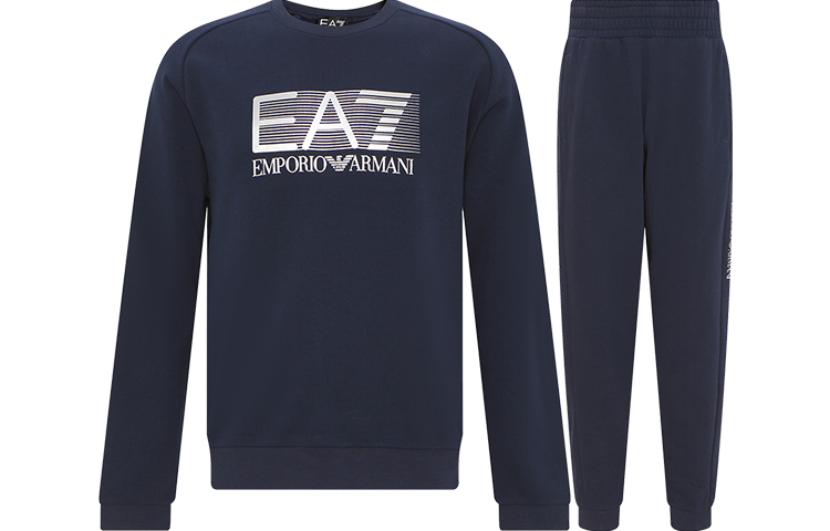 Emporio Armani EA7 FW22  Letter Print Navy Tracksuit Set. 6LPV64-PJ07Z-554