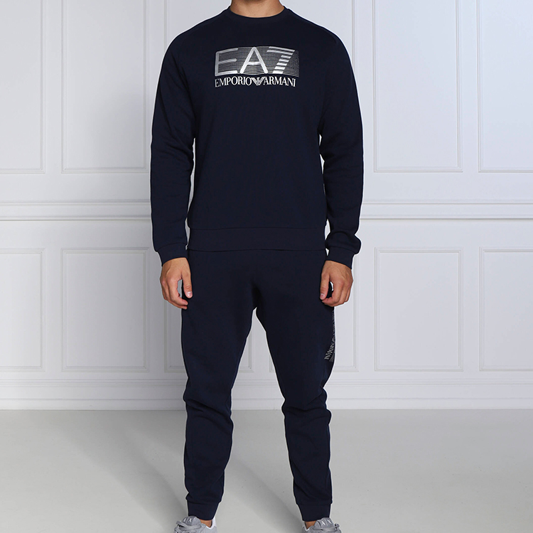 Shop 엠포리오 아르마니 EA7 FW22 레터 프린트 네이비 트랙수트 세트. 6LPV64-PJ07Z-554