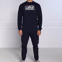 Shop Emporio Armani EA7 FW22 字母印花海軍藍運動服套裝. 6LPV64-PJ07Z-554