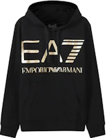 Emporio Armani EA7 FW22 Black Gold Logo Hoodie Casual Wear 6LPM52-PJFGZ-0208 Emporio Armani EA7 FW22 Black Gold Logo Hoodie Casual Wear 6LPM52-PJFGZ-0208