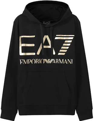 Emporio Armani EA7 FW22 Hoodie Hitam Emas Logo Pakaian Kasual 6LPM52-PJFGZ-0208 Order Emporio Armani EA7 FW22 Hoodie Hitam Emas Logo Pakaian Kasual 6LPM52-PJFGZ-0208