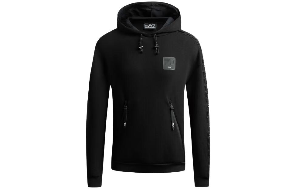 Emporio Armani EA7 FW22 Black Hoodie with Logo Print 6LPM89-PJJKZ-1200