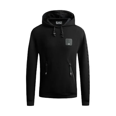Emporio Armani EA7 FW22 Black Hoodie with Logo Print 6LPM89-PJJKZ-1200