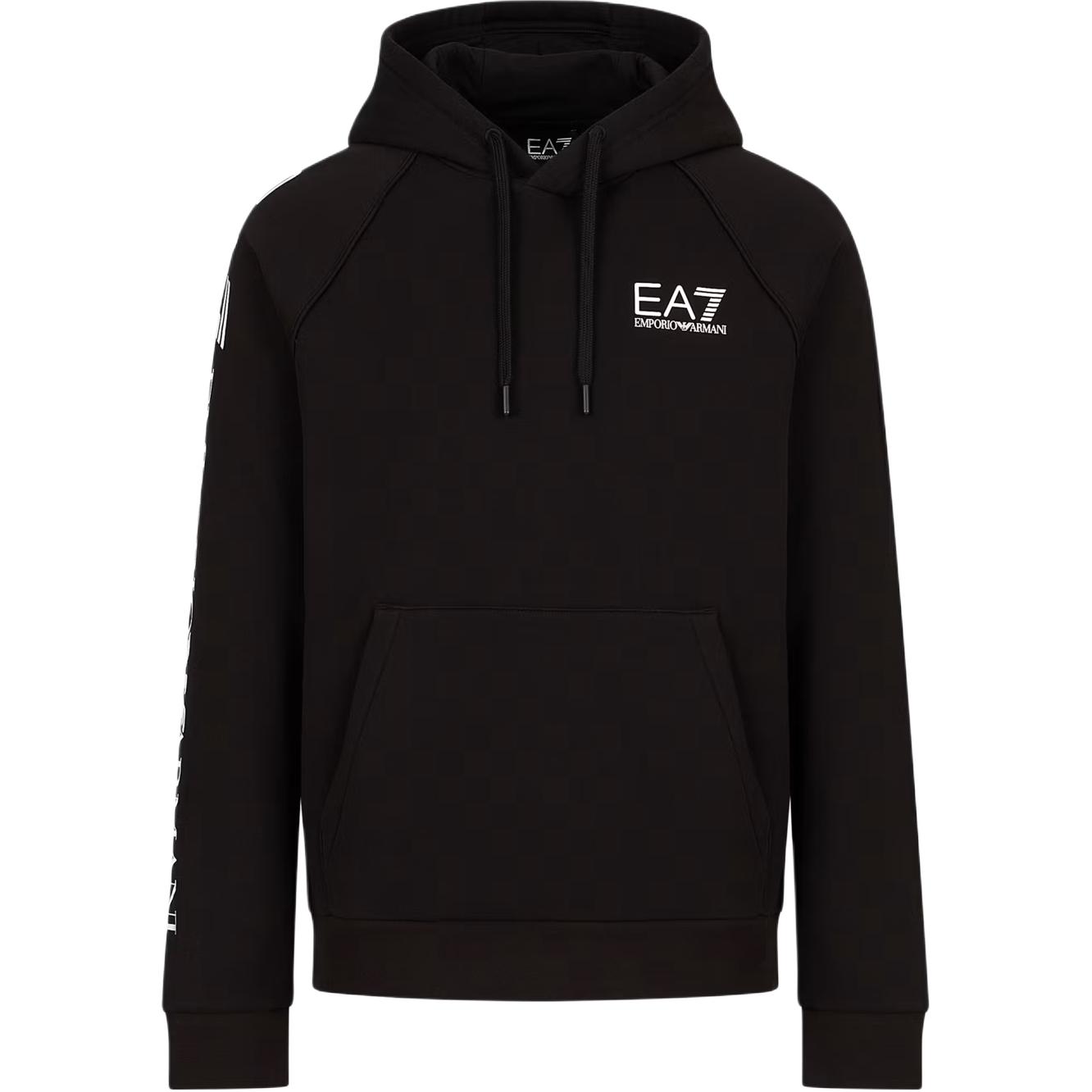 Emporio Armani EA7 FW22 Black Hoodie with Logo Print 8NPM08-PJ07Z-0203