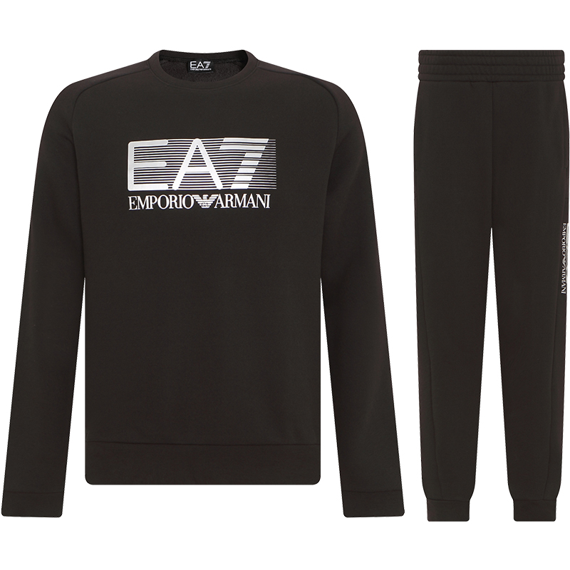 Emporio Armani EA7 FW22 Black Laser Logo Print Tracksuit. 6LPV64-PJ07Z-200