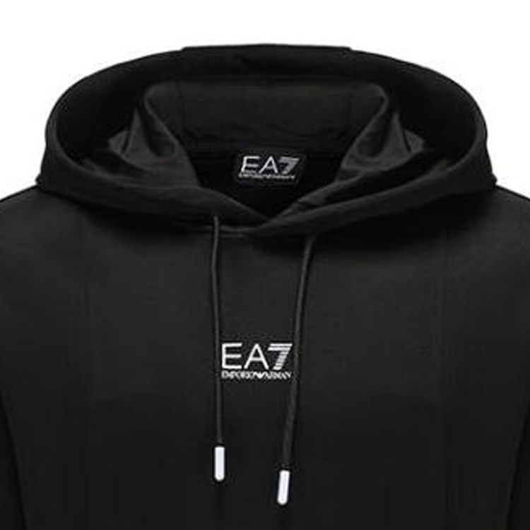 Sizing Emporio Armani EA7 FW22 Hitam Logo Print Sweatshirt Lengan Panjang Drawstring 6LPM03-PJ16Z-1200