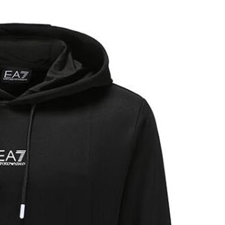 Cheap Emporio Armani EA7 FW22 Hitam Logo Print Sweatshirt Lengan Panjang Drawstring 6LPM03-PJ16Z-1200
