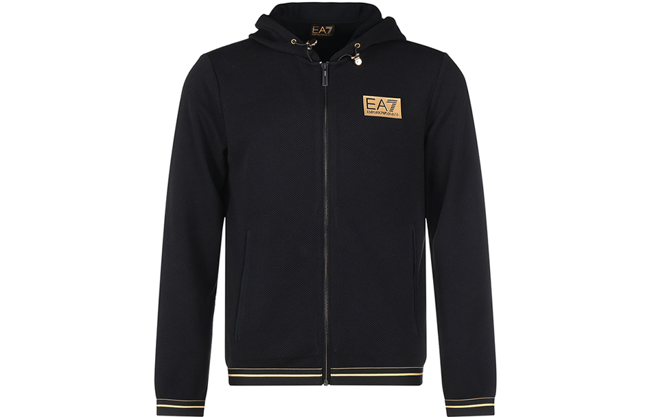 Emporio Armani EA7 FW22 Black Logo Zip-Up Sweatshirt 6LPM33-PJG1Z-1200