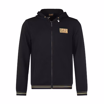 Emporio Armani EA7 FW22 Black Logo Zip-Up Sweatshirt 6LPM33-PJG1Z-1200