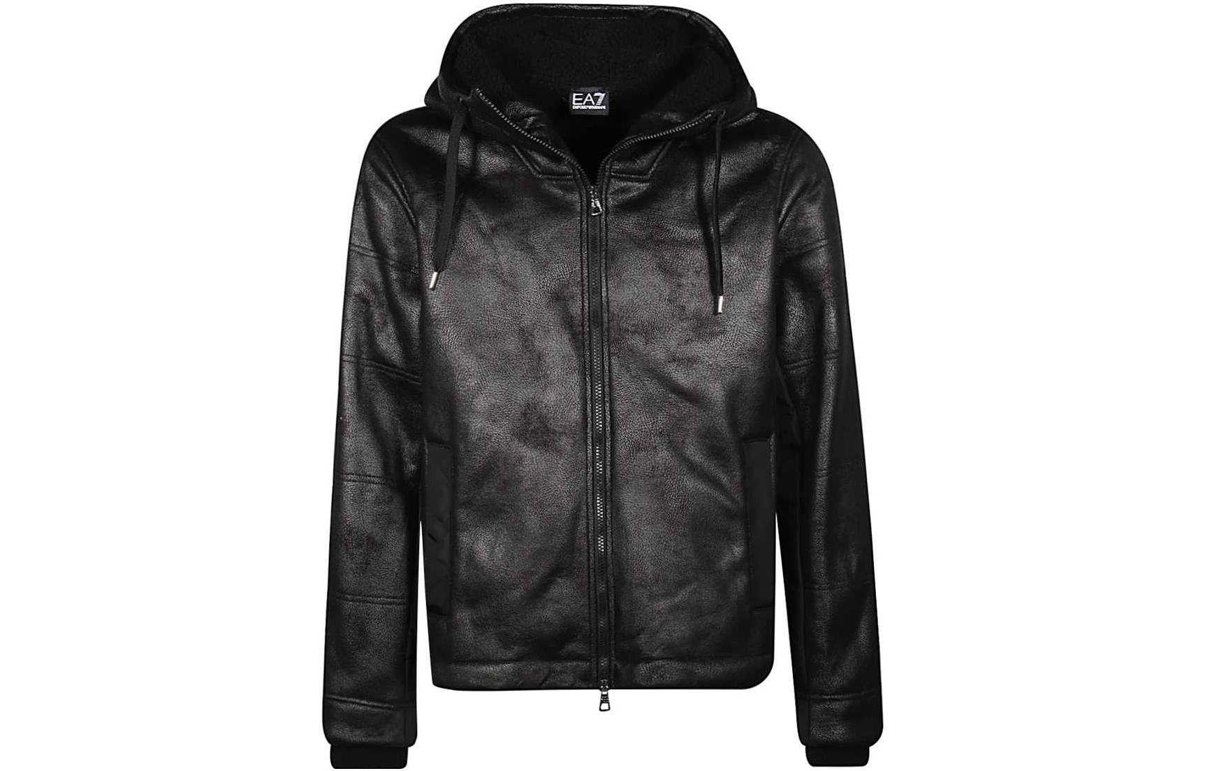 Emporio Armani EA7 FW22 Black Solid Color Hooded Jacket 6HPBA5-PN54Z-1200