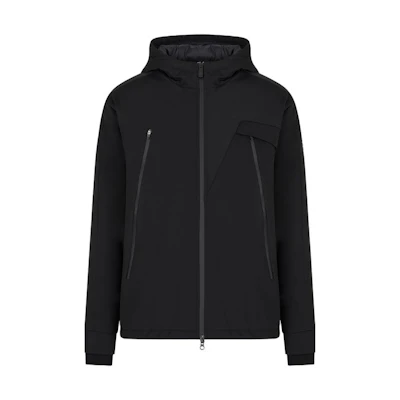 Emporio Armani EA7 FW22 Black Solid Color Hooded Jacket 6LPB25-PNR2Z-1200