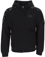 Emporio Armani EA7 FW22 Black Solid Logo Print Hooded Jacket 6LPM56-PJHLZ-0200 Emporio Armani EA7 FW22 Black Solid Logo Print Hooded Jacket 6LPM56-PJHLZ-0200