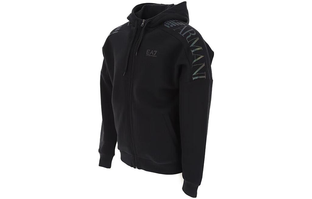 Shop Jaket Emporio Armani EA7 FW22 Hitam Logo Print Hoodie. 6LPM56-PJHLZ-0200