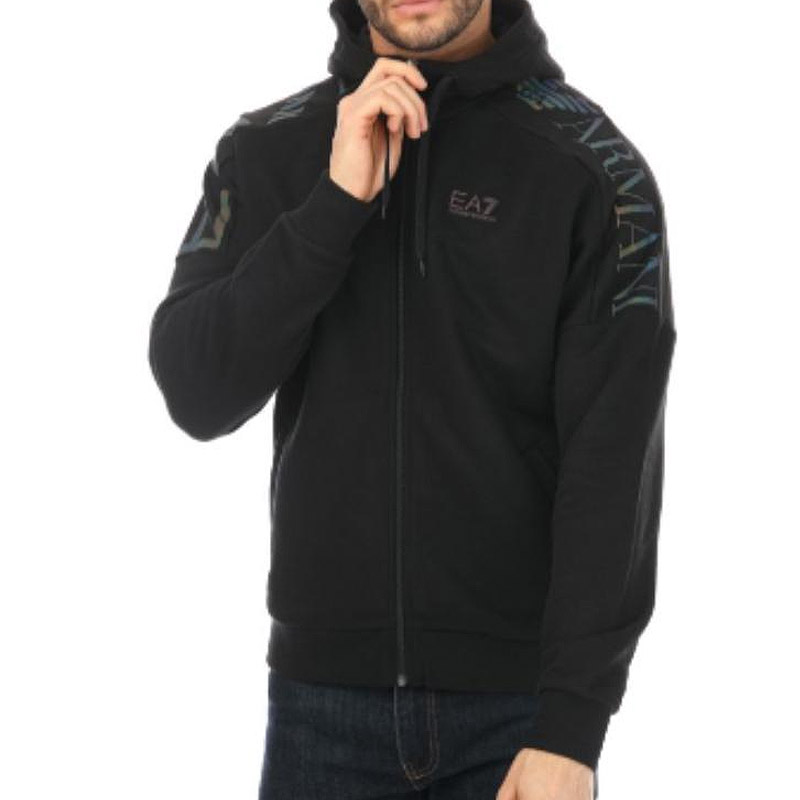 Purchase Jaket Emporio Armani EA7 FW22 Hitam Logo Print Hoodie. 6LPM56-PJHLZ-0200