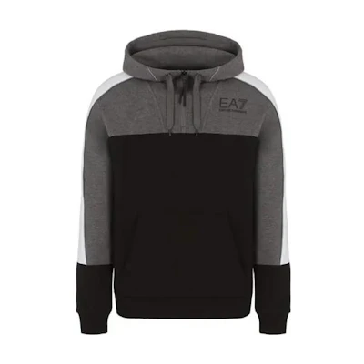 Emporio Armani EA7 FW22 Color-block Logo Print Pullover Sweatshirt Men Black/Grey 6LPM15-PJ07Z-1200