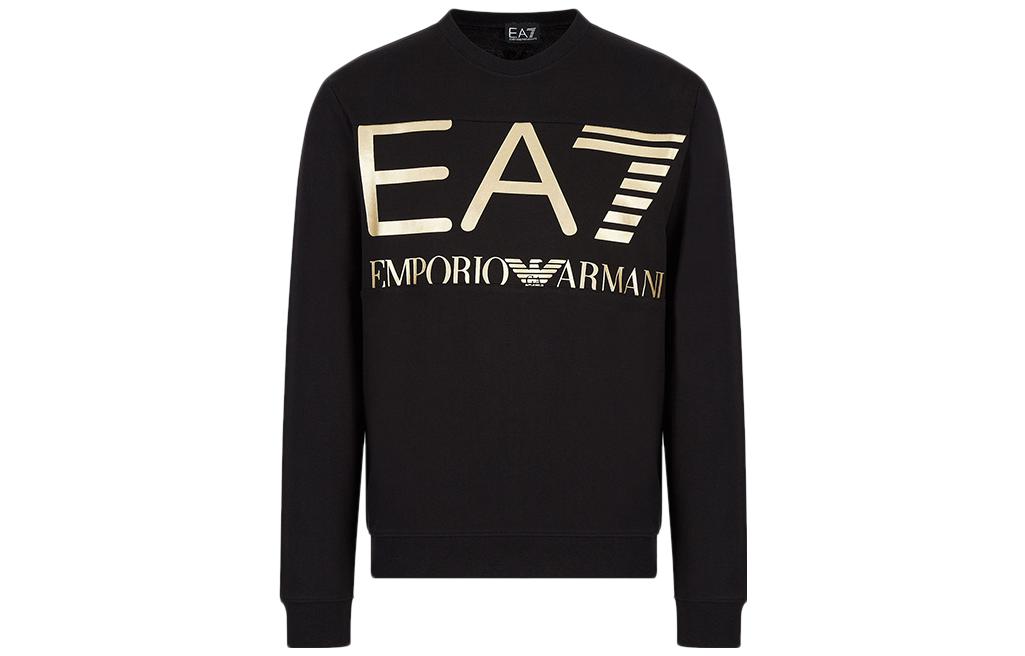 Emporio Armani EA7 FW22 Colorblock Logo Crewneck Sweatshirt Black 6LPM51-PJFGZ-0208