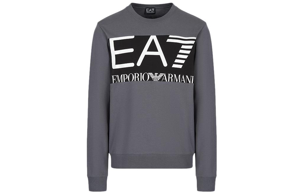 Emporio Armani EA7 FW22 Colorblock Logo Crewneck Sweatshirt Men’s Grey 6LPM51-PJFGZ-1977