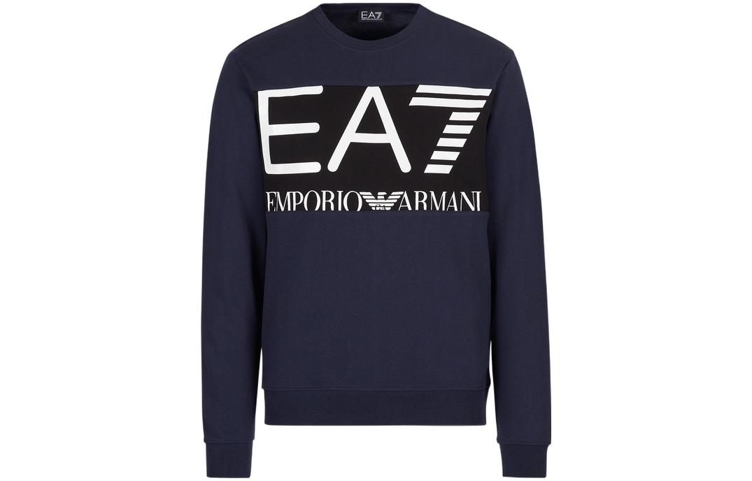 Emporio Armani EA7 FW22 Contrast Logo Print Long-Sleeve Sweatshirt Blue Men’s 6LPM51-PJFGZ-1554