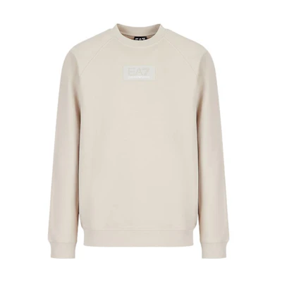 Emporio Armani EA7 FW22 Crewneck Logo Cotton Sweatshirt Off-White 6LPM66PJHKZ-1716