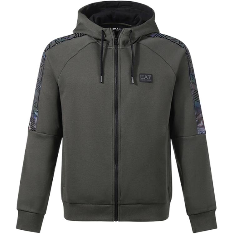 Emporio Armani EA7 FW22 Dark Green Logo Print Hoodie Jacket 6LPM47-PJ07Z-1866